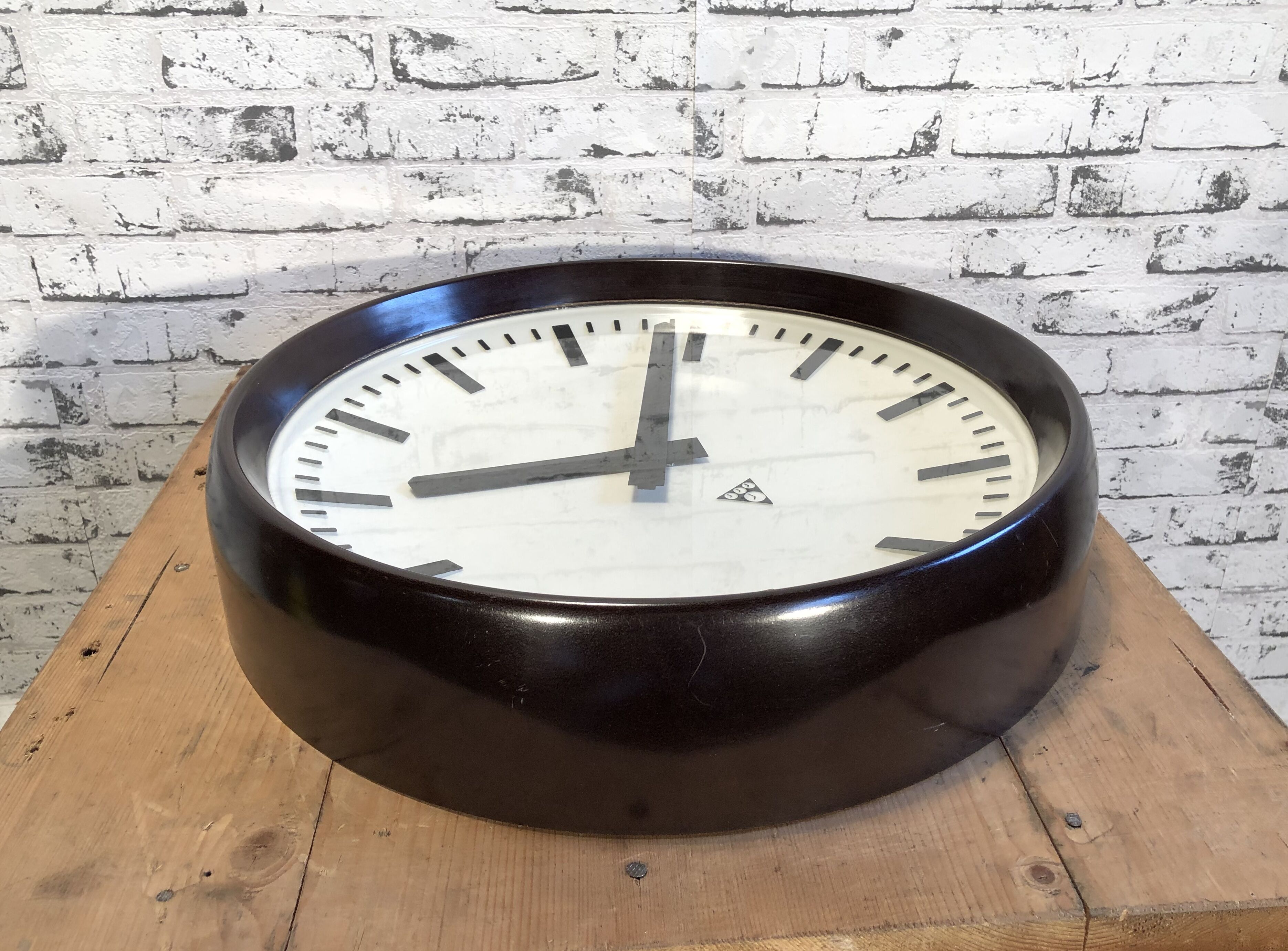 Large Industrial Bakelite Factory Wall Clock From Pragotron, 1960s