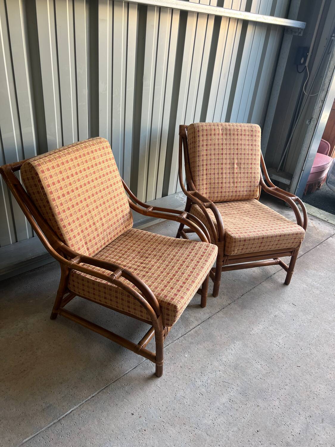 Pair of rattan armchairs