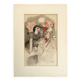 Portrait vintage d'un gentleman et d'une femme à l'encre