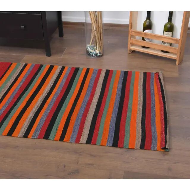 1970s Vintage Turkish Hand-Knotted Wool Cotton Red Runner Rug 83x281