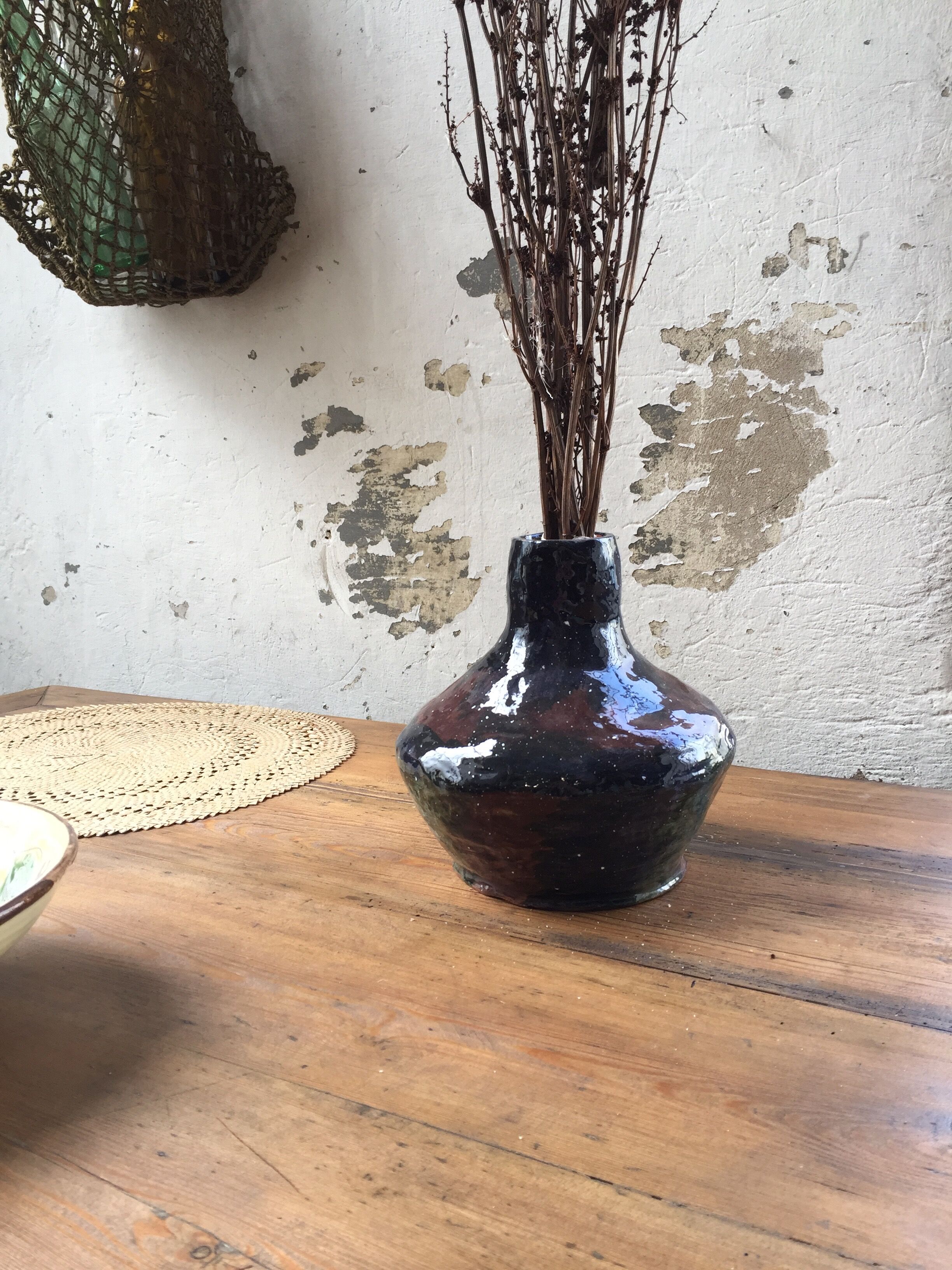 Handcrafted glazed terracotta vase