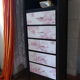 Chest of drawers in black and toile de Jouy