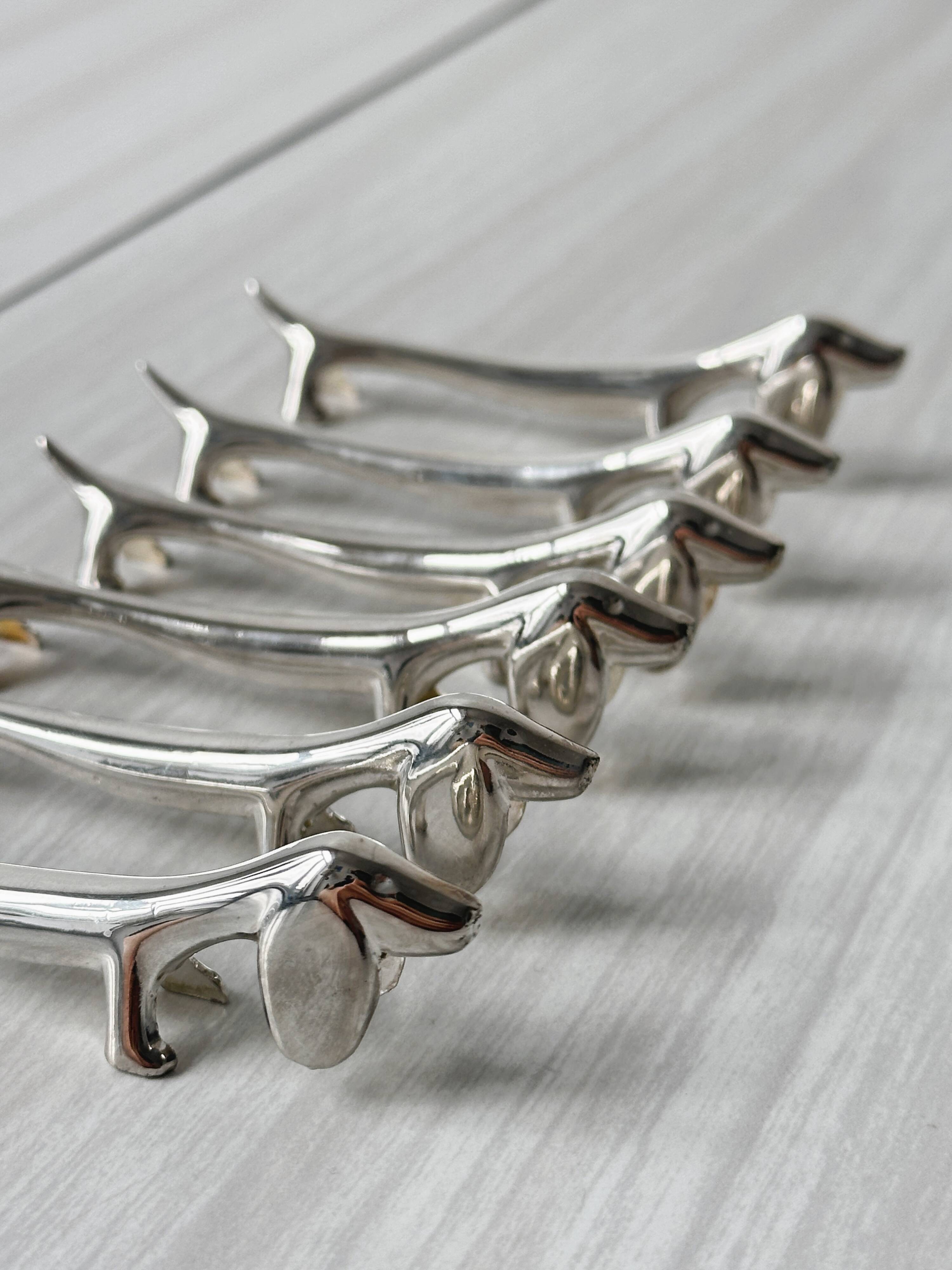 White stainless steel dachshund knife holder