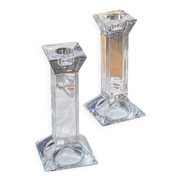 Paire de bougeoirs Vintage en cristal Villeroy & Boch - Etat neuf