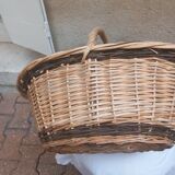 Oval basket woven wicker and hazel