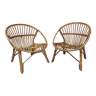 Pair of rattan shell armchairs
