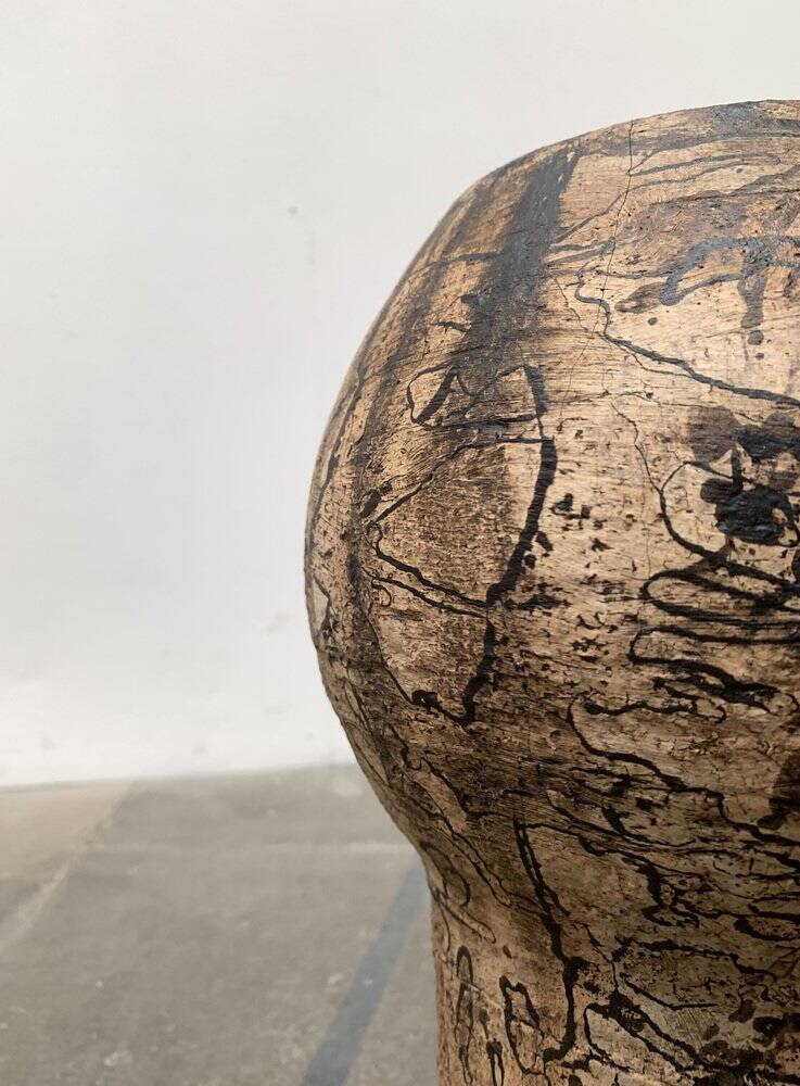 Brutalist Mid-Century Vase in German Ceramic by Gerhard Liebenthron, 1977