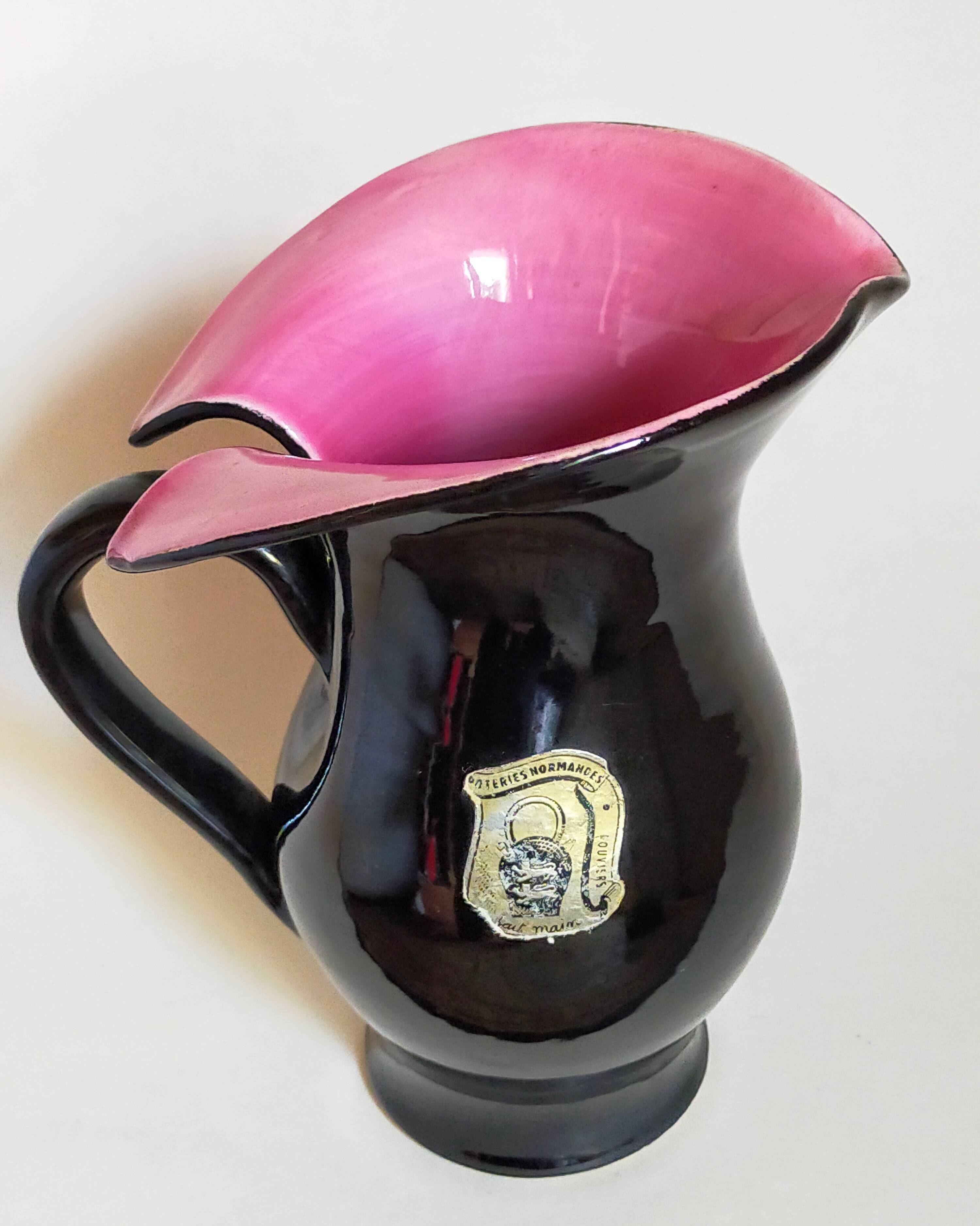 Bicolor pitcher of the Norman Potteries of Louviers 50s