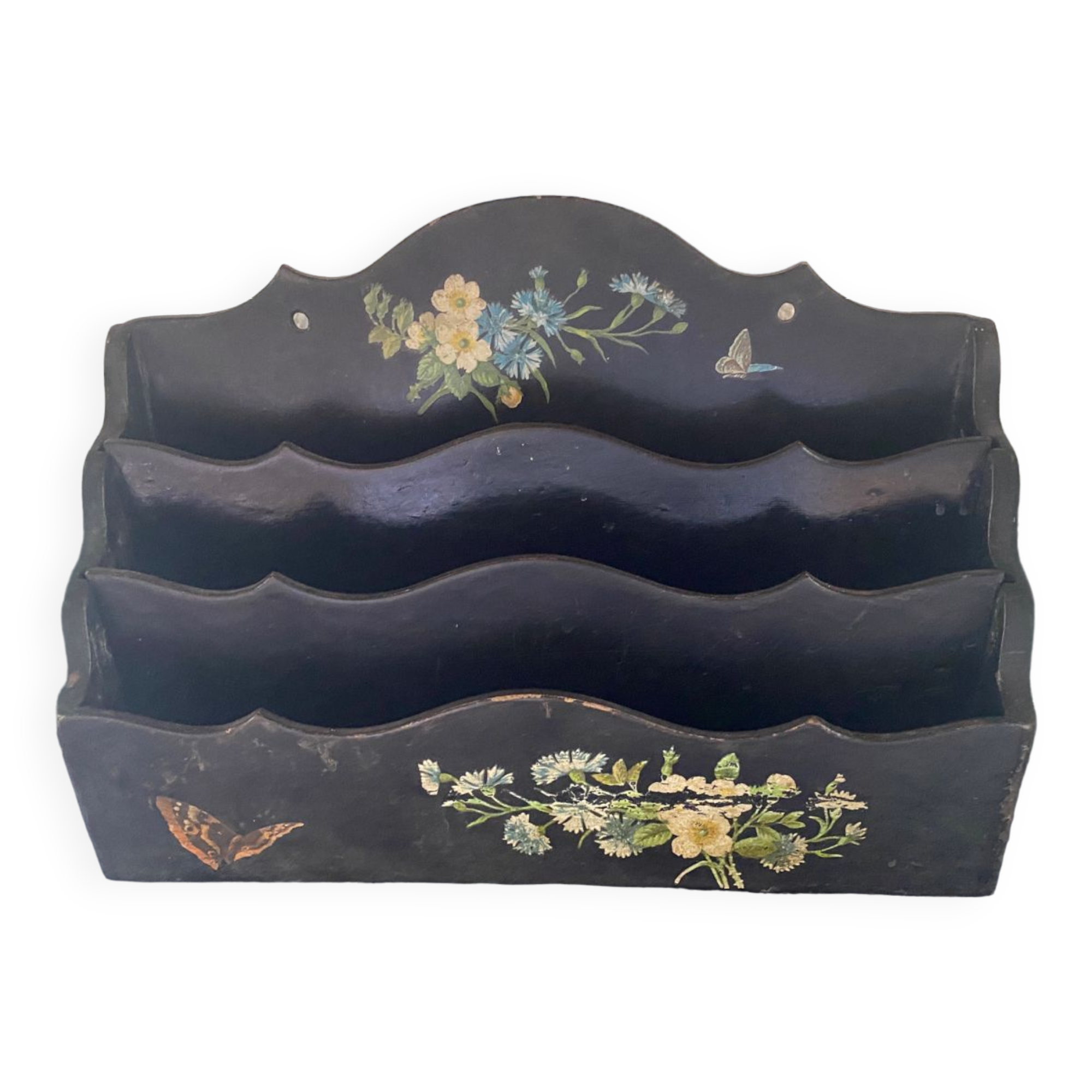 Napoleon III mail rack in blackened wood