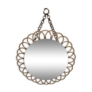 miroir soleil en rotin