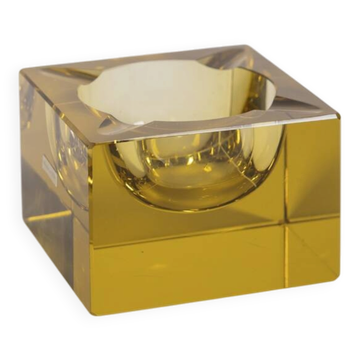 Vintage 1960s Yellow Crystal Ashtray, German Design