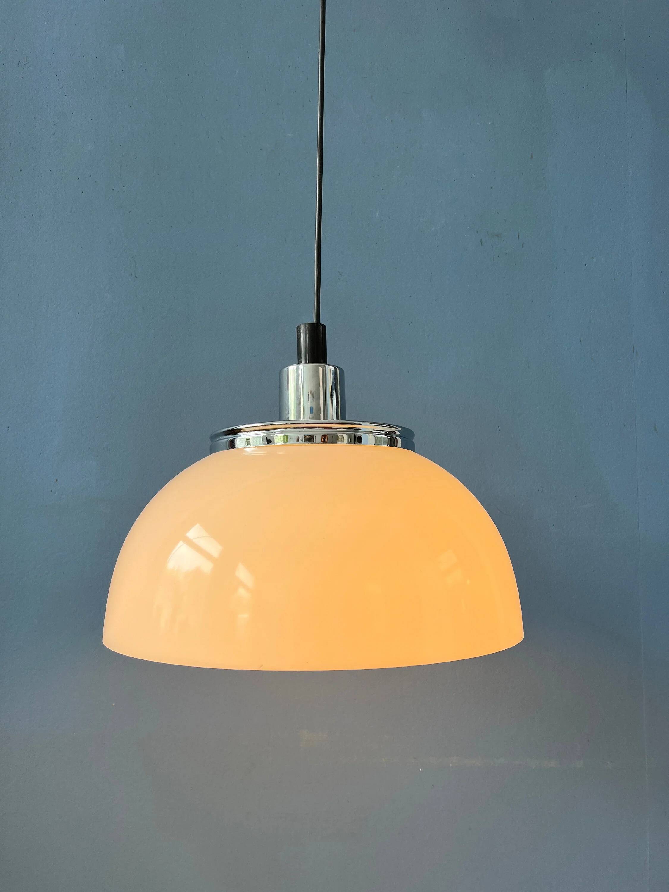 Vintage Guzzini Faro white acrylic glass pendant light