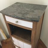 Oak and marble bedside table