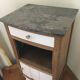 Oak and marble bedside table