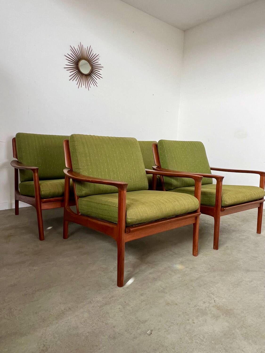 Living room set sofa armchair coffee table Scandinavian design 60s Swedish vintage teak