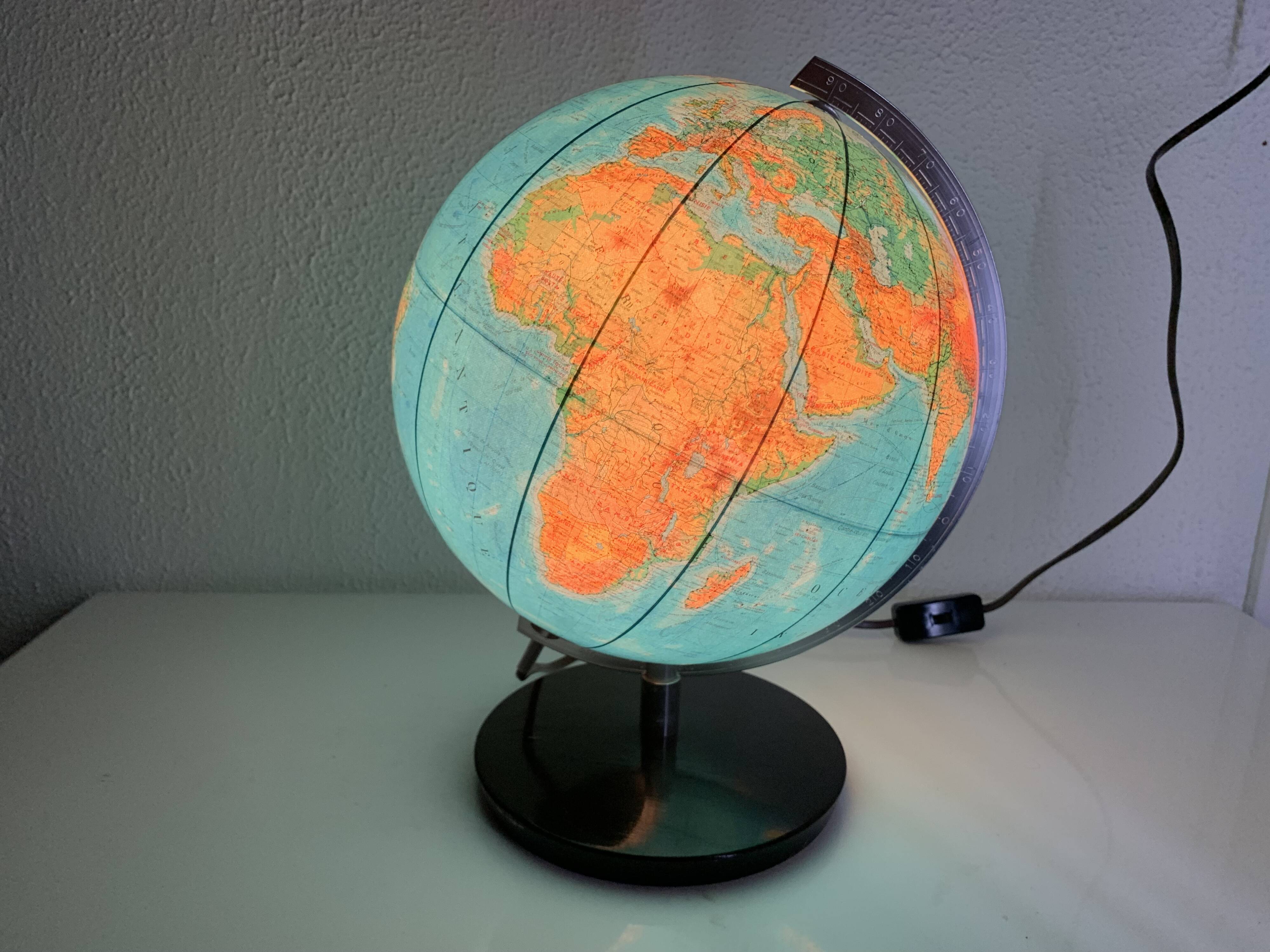 Vintage globe 1976 German terrestrial (French) JRO changeable image - 34 cm