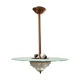 Copper and glass hanging lamp with his Ezan glass disc