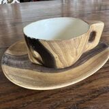 Wooden trompe-l'oeil coffee service – signed Vallauris Grandjean-Jourdan