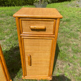 Pair of rattan bedside tables