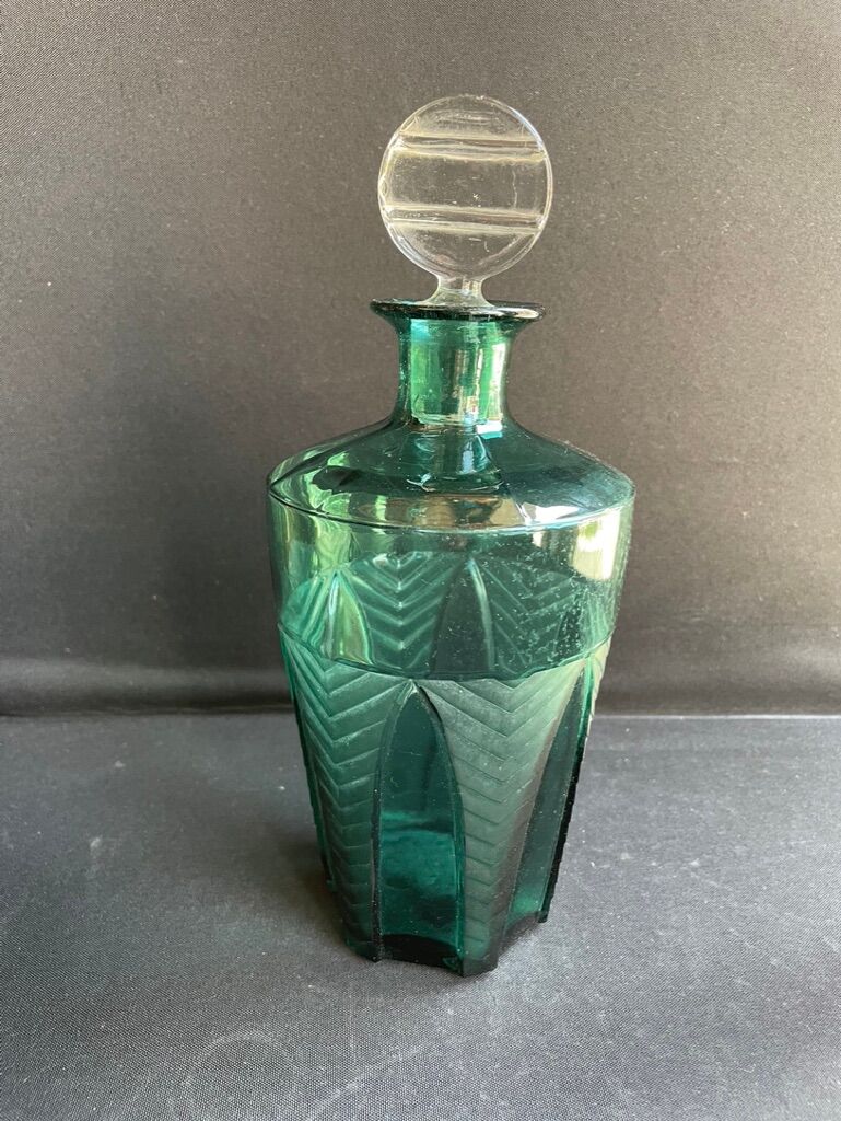 Carafe Art déco bleu turquoise
