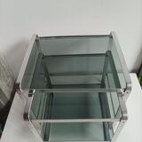 70s chrome metal and smoked glass nesting tables