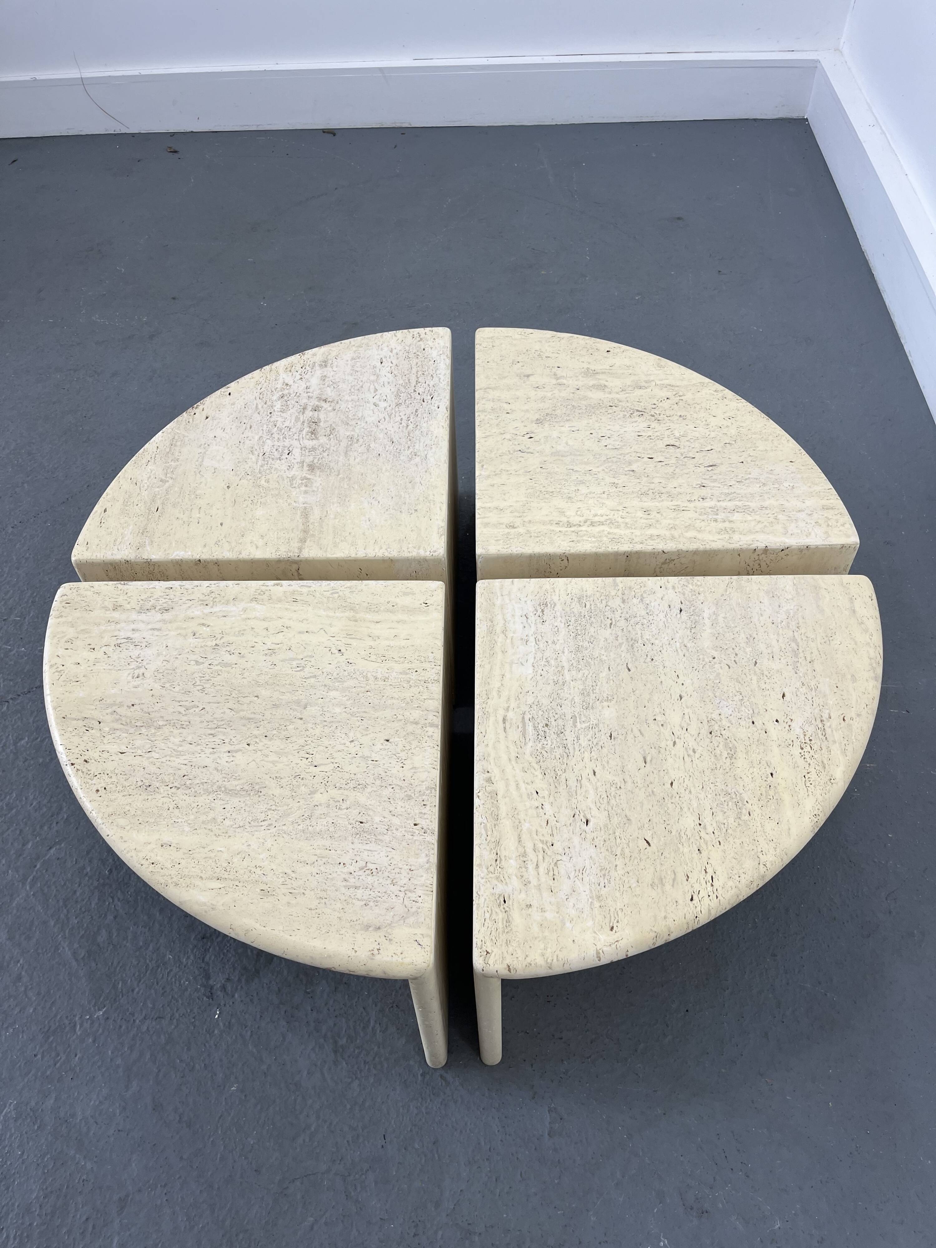 Italian Travertine Coffee or Side Tables, 1970s, Set of 4