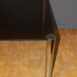 Chrome dining table and 1970 grey smoked glass