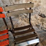 Set of 8 vintage French bistro chairs – industrial metal Tolix style