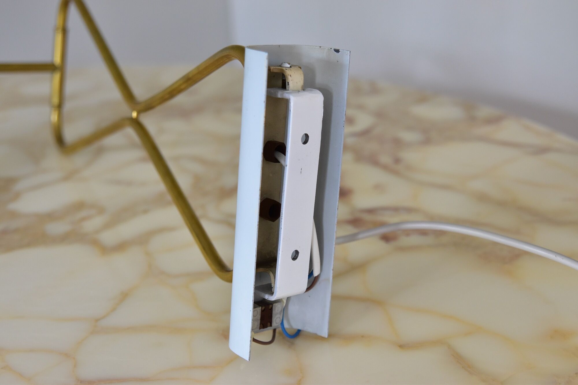 Original 1950s light blue & brass metal Swing Wall Light Made by Cosack, Germany