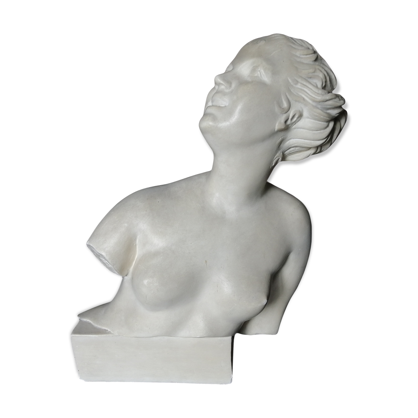 Buste en plâtre "Femme riant" 50 cm de hauteur