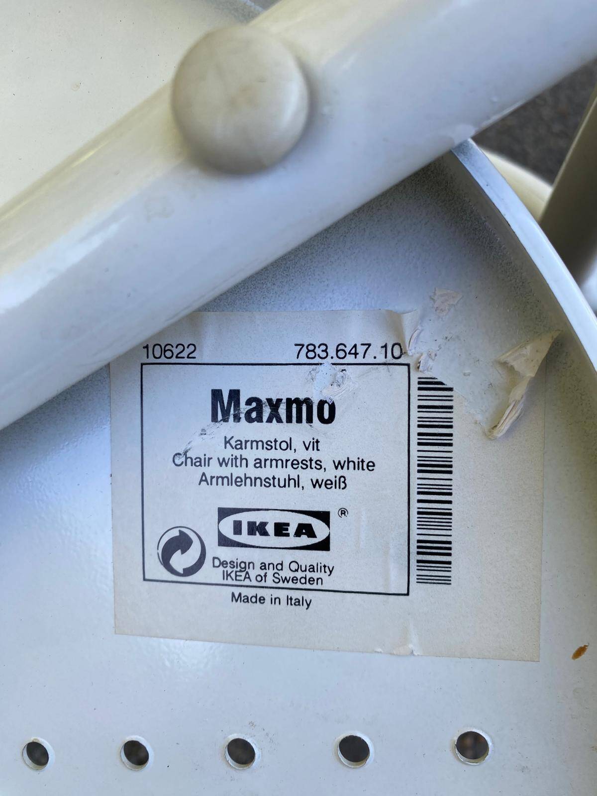 Vintage IKEA Maxmo Armchair 80s White Metal Design