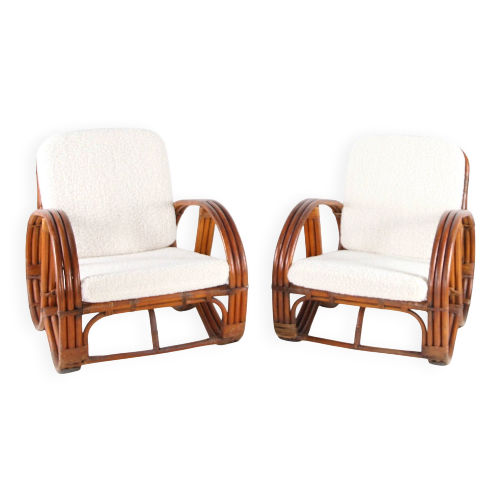 Paire de fauteuils en rotin « bretzels »