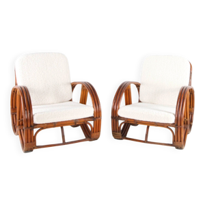 Paire de fauteuils en rotin « bretzels »