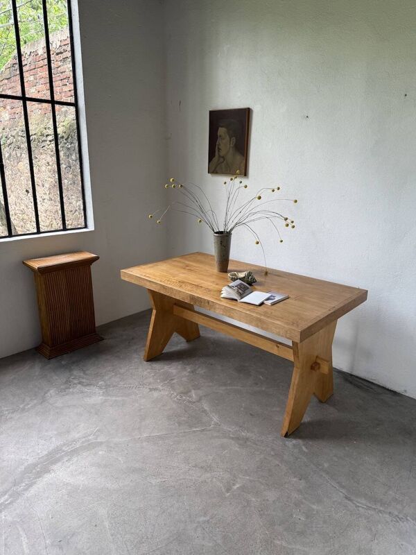 Table, mobilier de montagne en hêtre, 1950