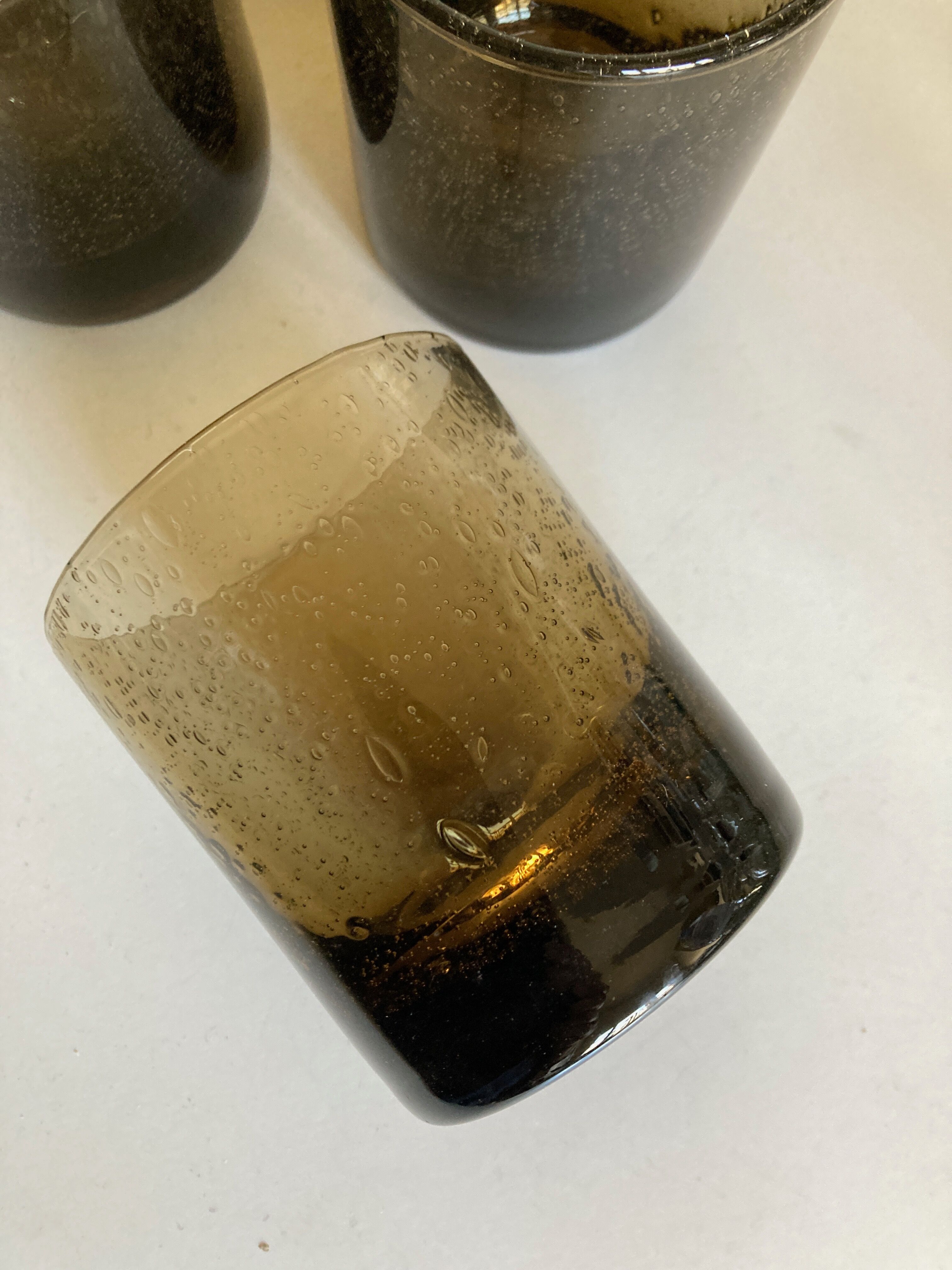 Set de 6 verres gobelets en verre bullé 1970