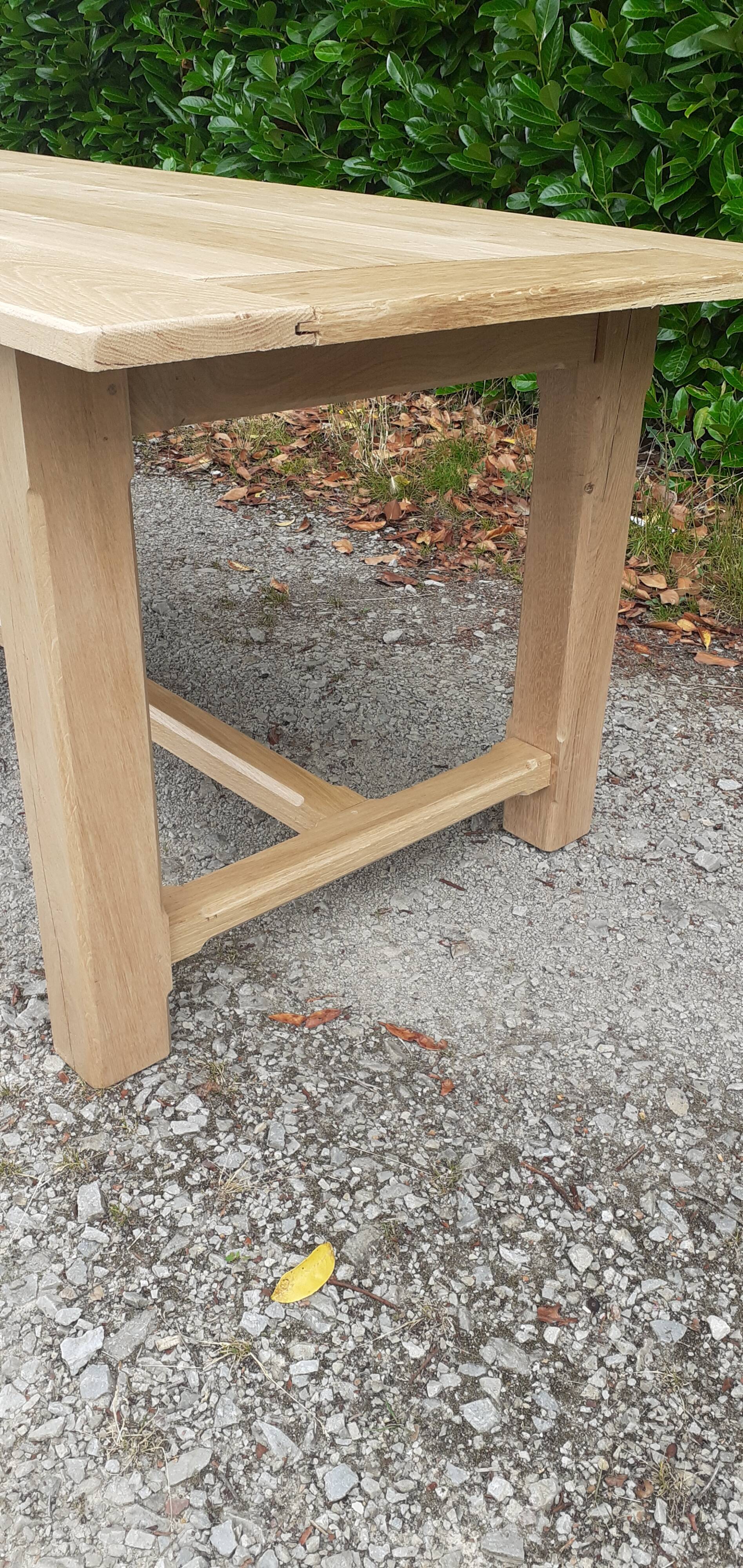 Solid oak farm table raw wood