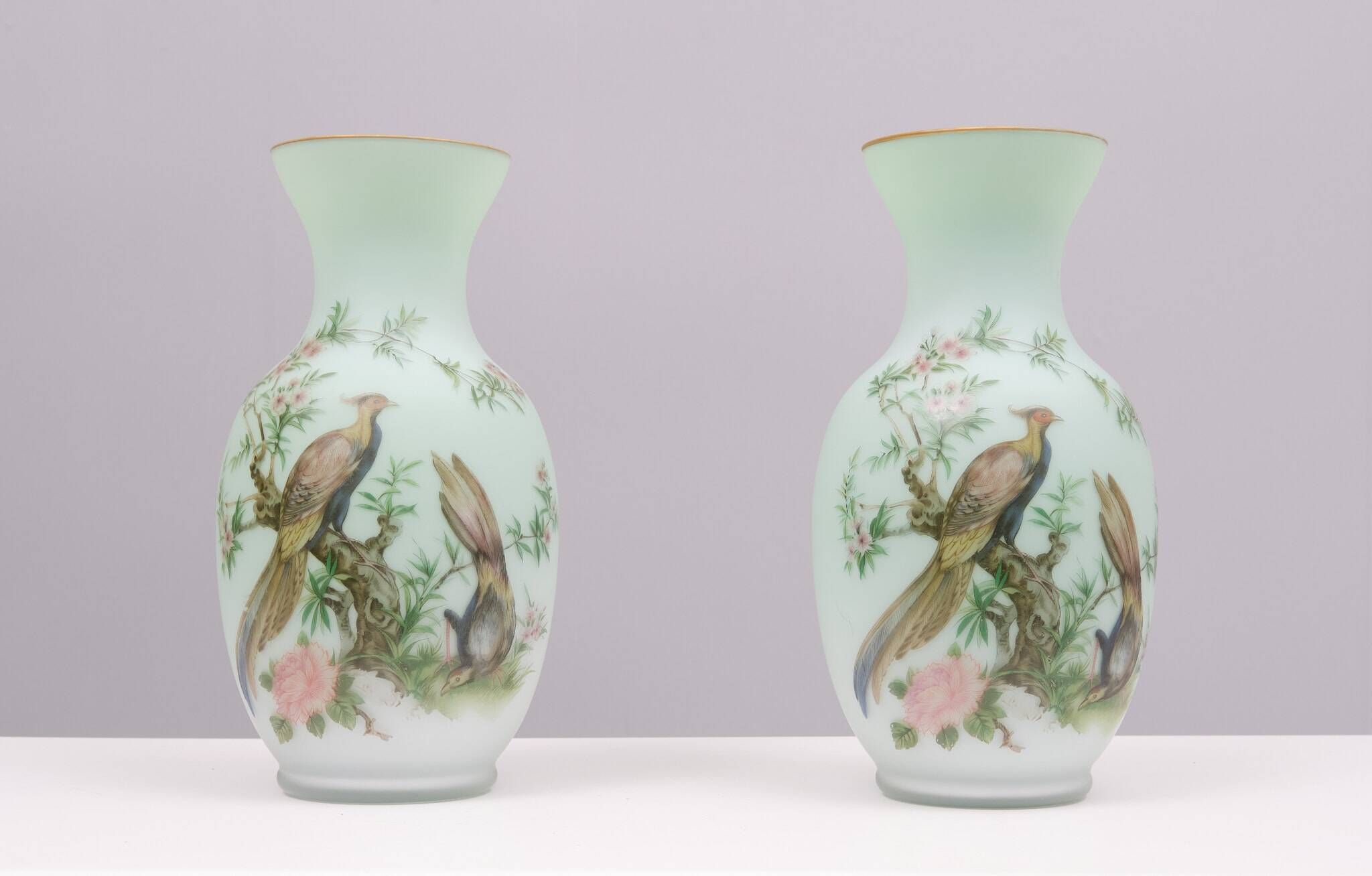 Norleans - Made in Italy - Opaline Glass Hand Painted Vases