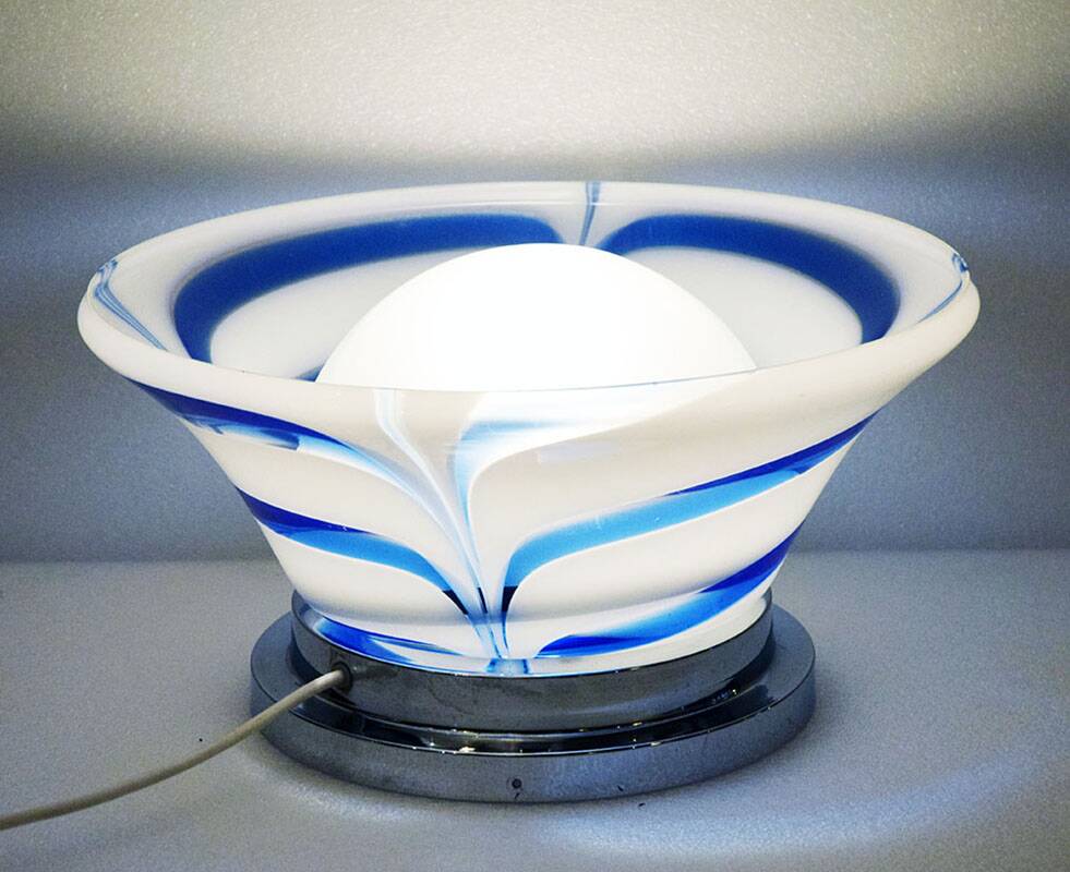 Mazzega Murano 70s table lamp with double glass
