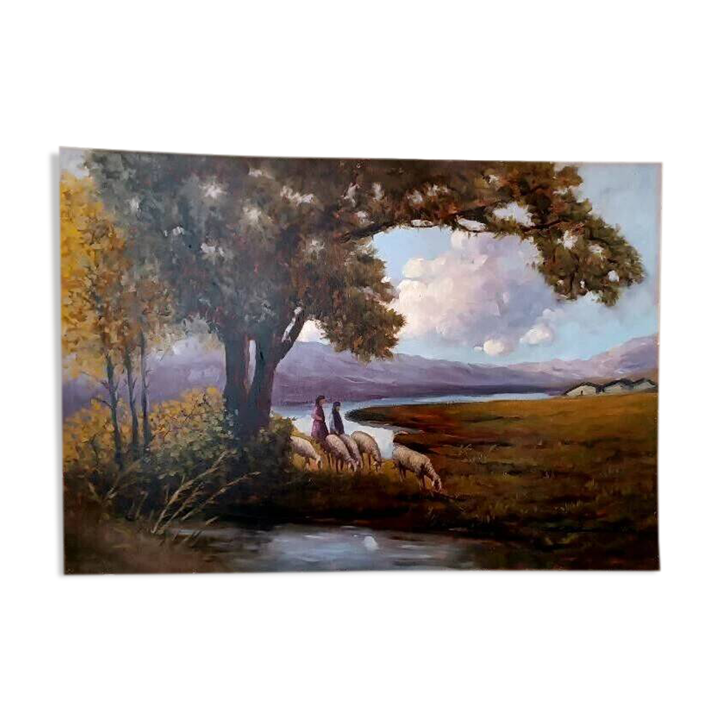 Large dipinto paesaggio firmato longoni anni 30 - 101 x 71