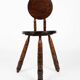 Low chair and turned wooden stool, Dudouyt style, France, 1940s