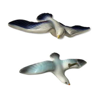 2 mouettes en céramique à suspendre