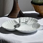 Vintage serving dish in white porcelain with shells MP Samie D26 H4