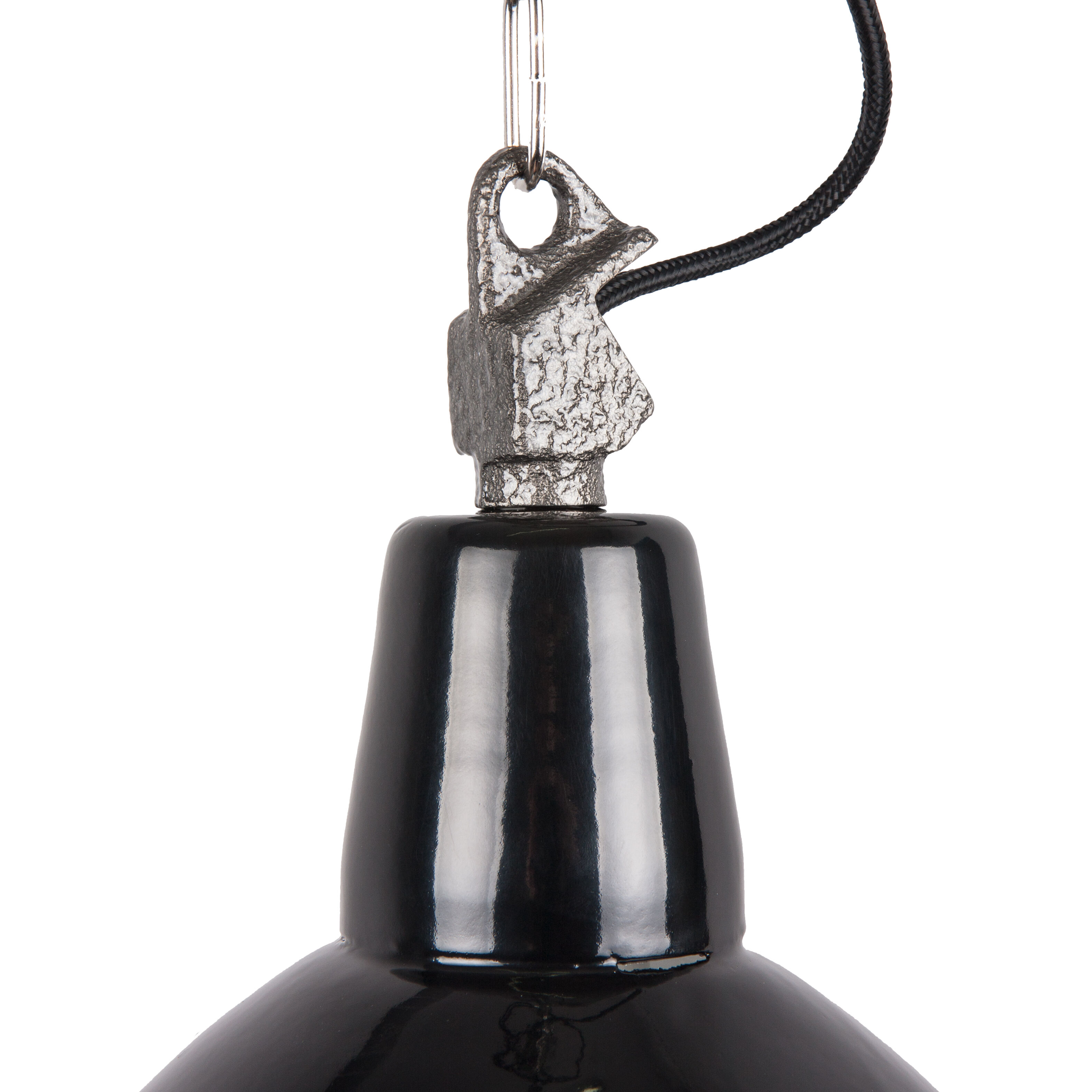 Lampe industrielle en émail de Pologne, couleur noire, 1960