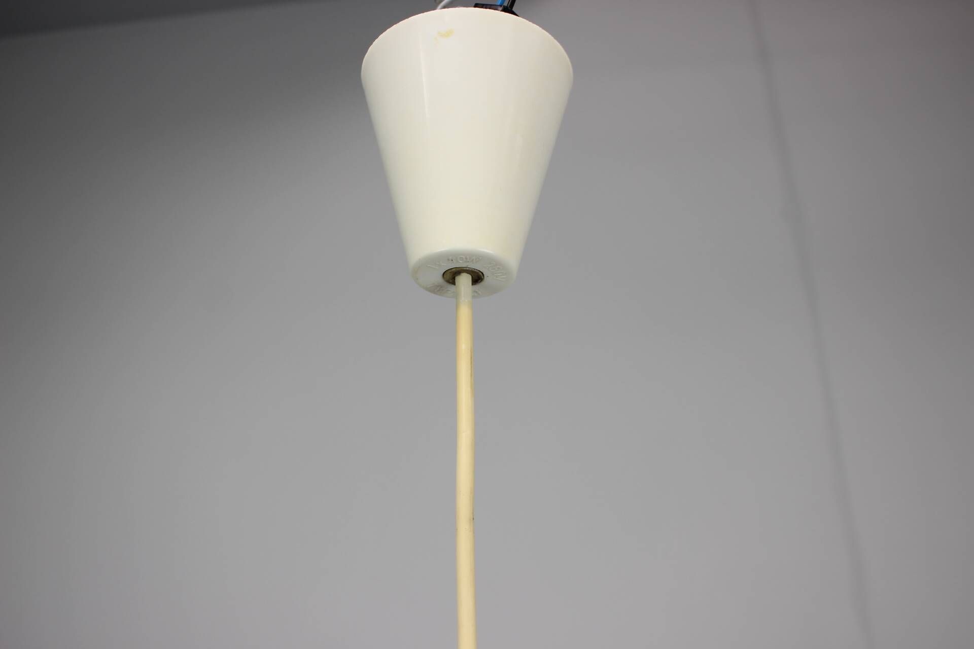 Vintage orange glass pendant lamp, Czechoslovakia, circa 1970.
