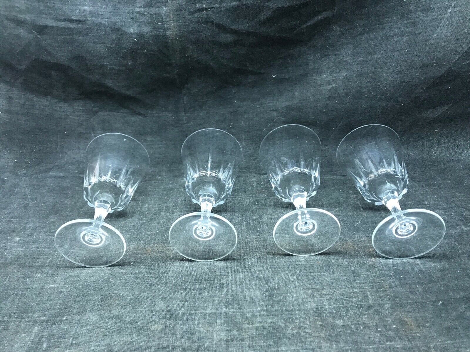 Set of four old vintage glass crystal walking glasses