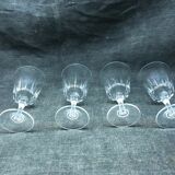 Set of four old vintage glass crystal walking glasses