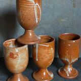 Four potter's mugs turned in vintage light stoneware