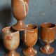 Four potter's mugs turned in vintage light stoneware