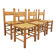 Suite of 6 vintage brutalist chairs in solid oak wood and straw from the 60s