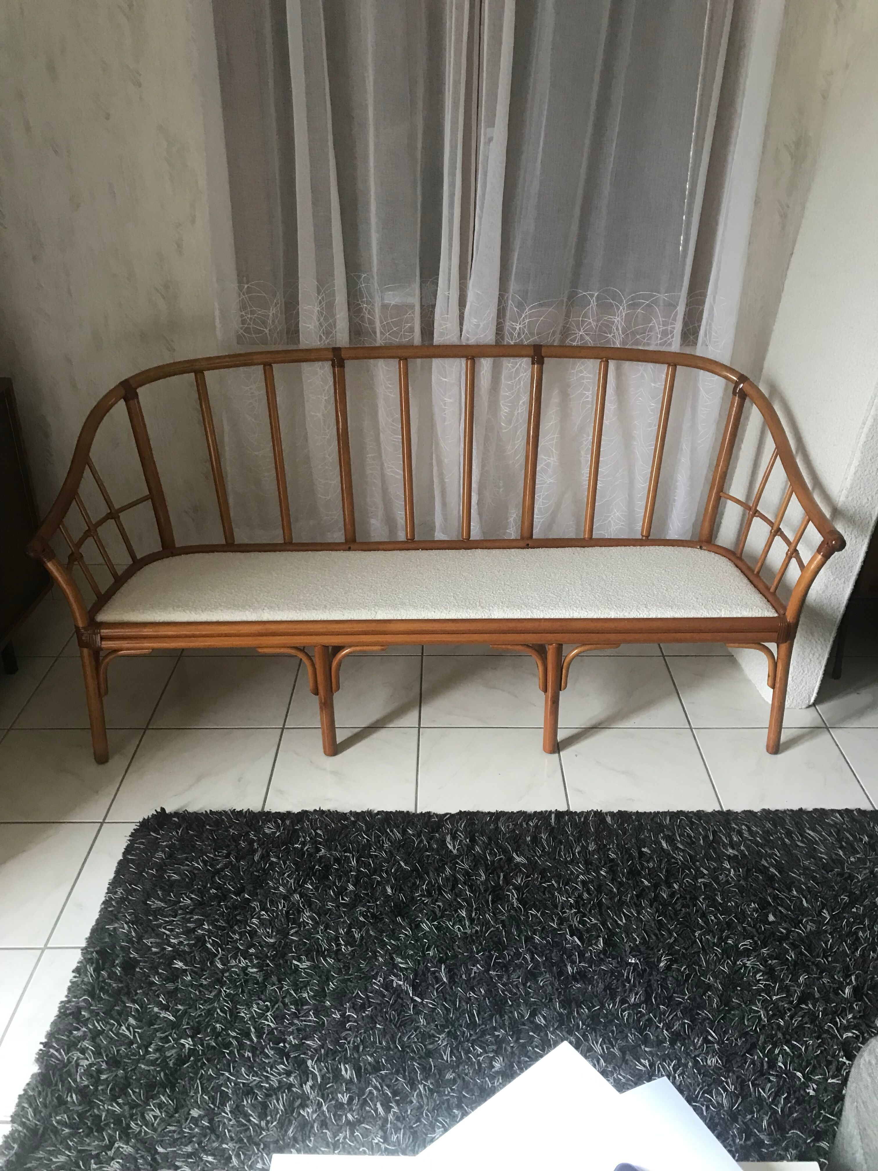 Vintage rattan bench